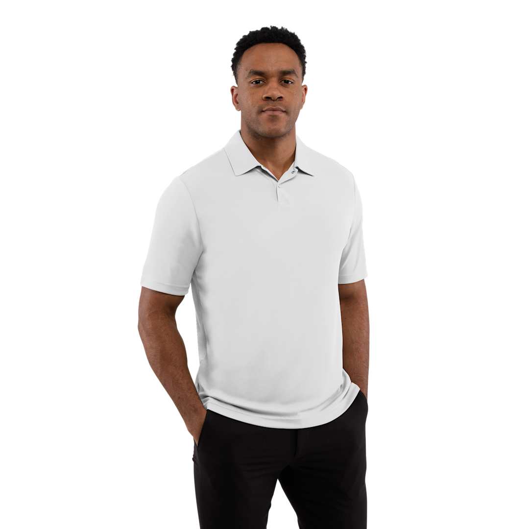 Front View of White DARA SS Polo - Men's plain