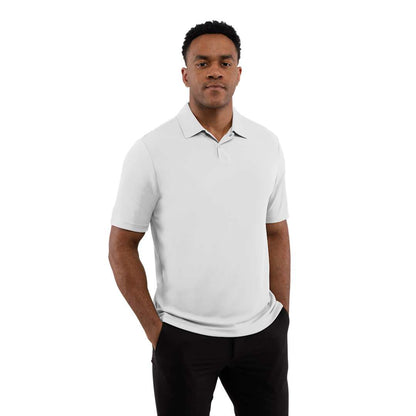 Front View of White DARA SS Polo - Men's plain