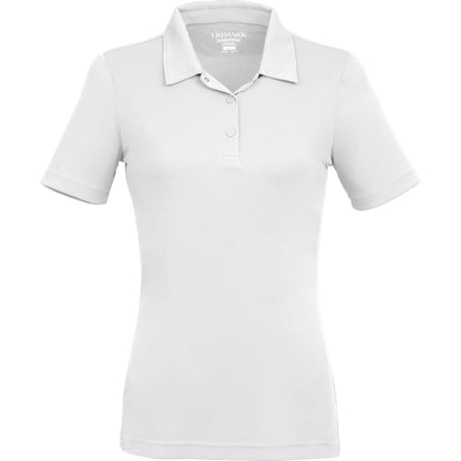 Front View of White DARA SS Polo - Women's plain