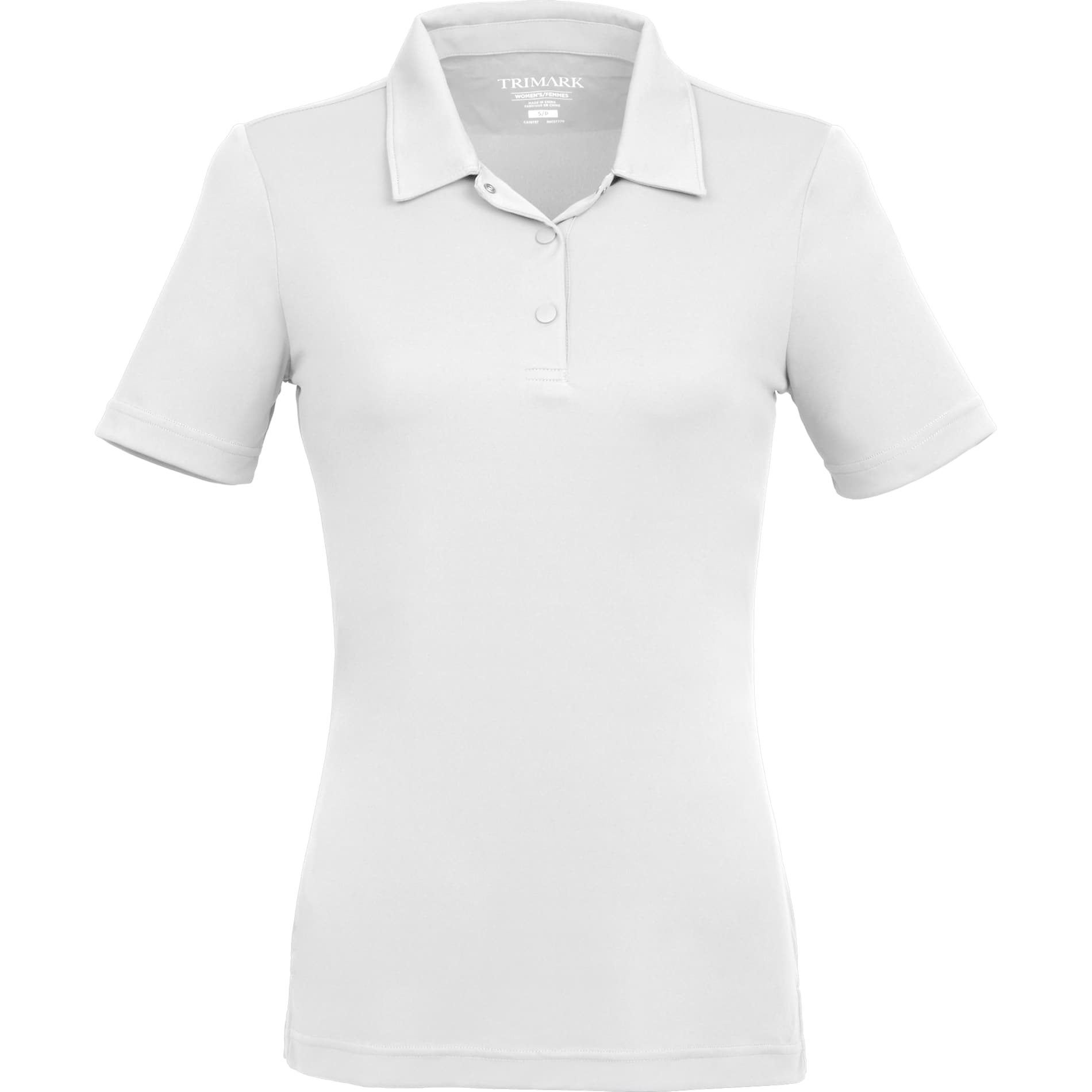 Front View of White DARA SS Polo - Women's plain