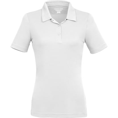 Front View of White DARA SS Polo - Women's plain
