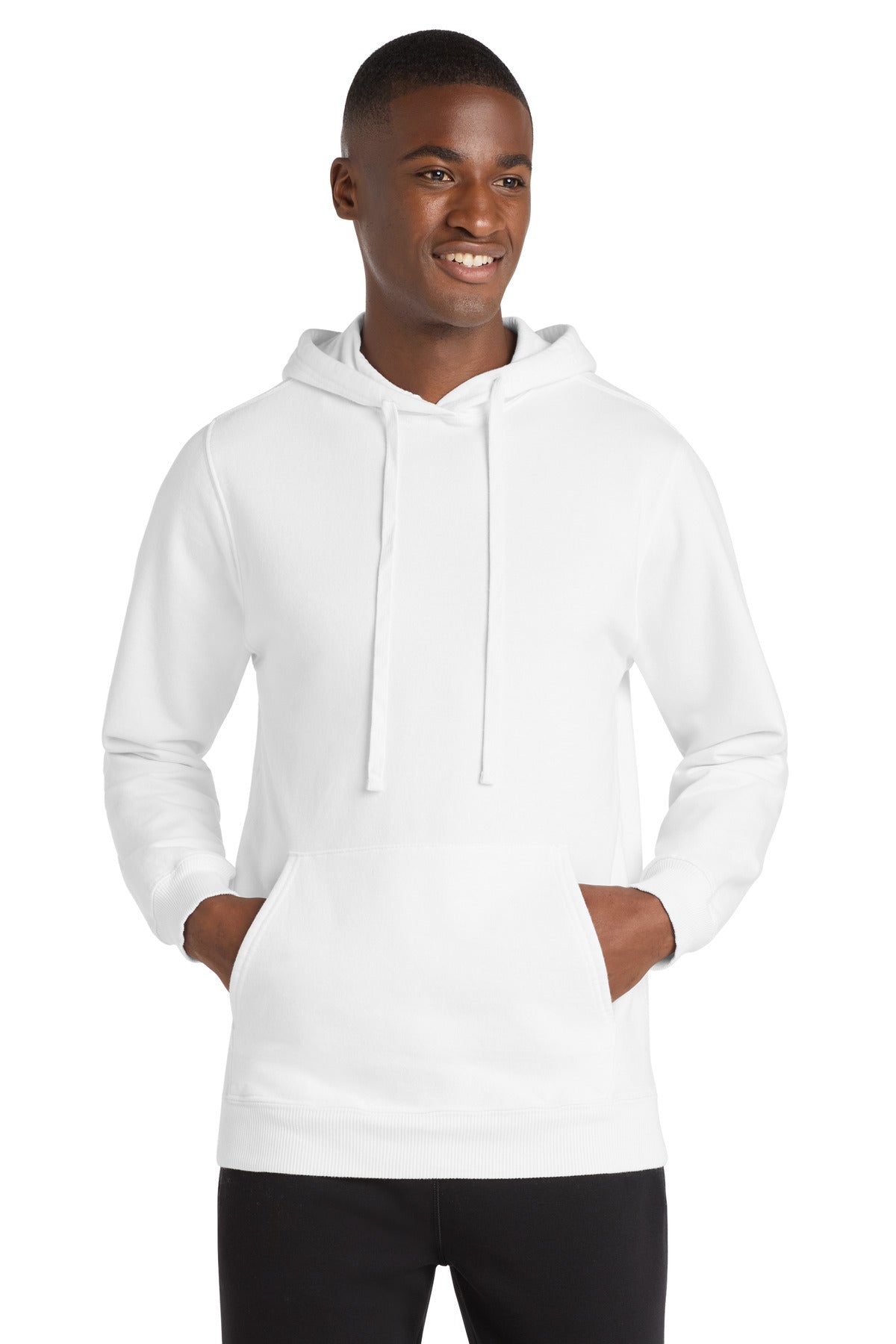 Front View of White Port & Company Beach Wash Garment-Dyed Pullover Hooded Sweatshirt. PC098H