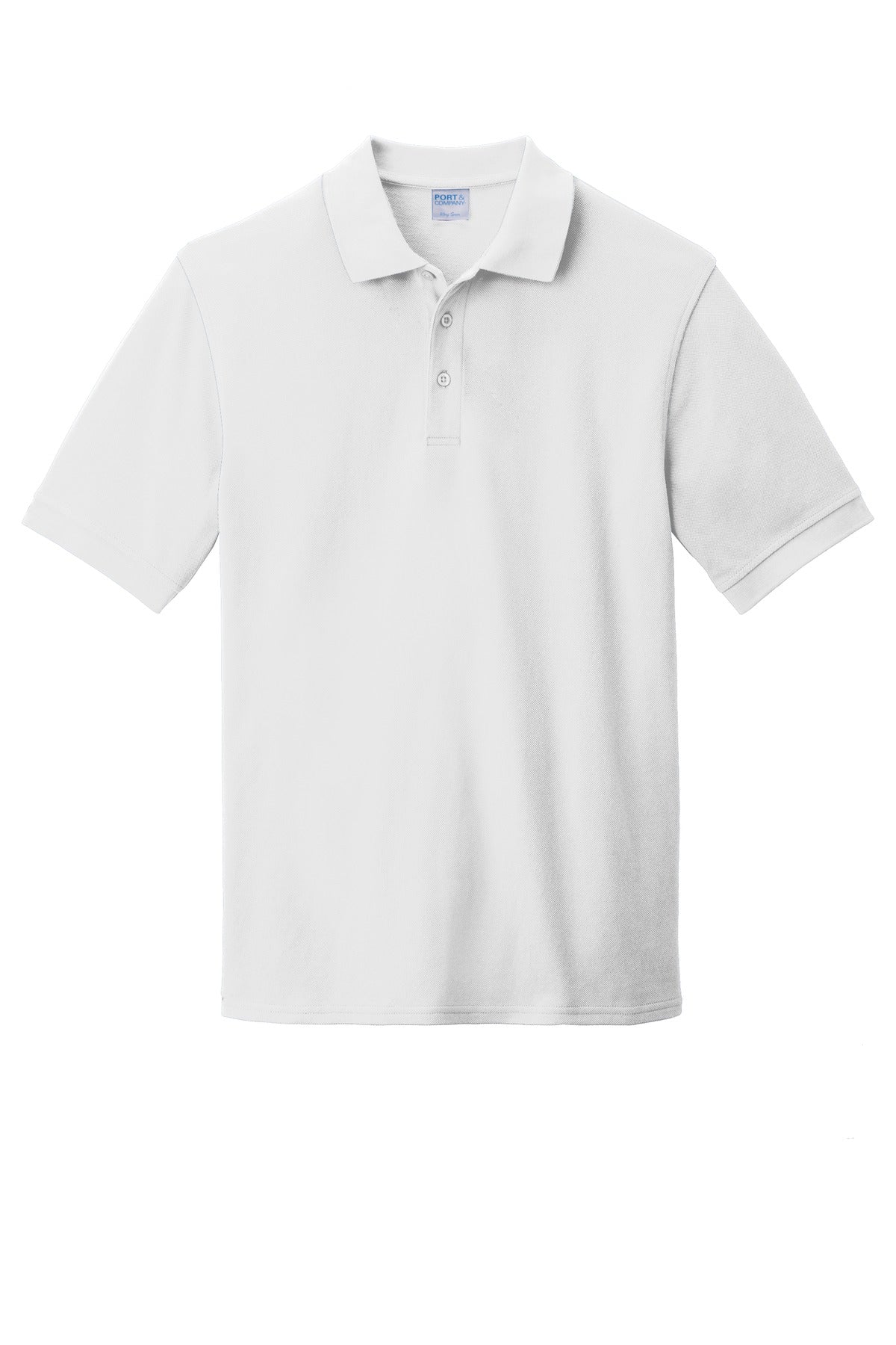 Front View of White Port & Company Combed Ring Spun Pique Polo. KP1500