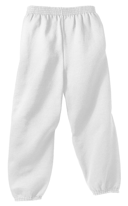 Front View of White Port & Company - Essential Fleece Sweatpant with Pockets. PC90P