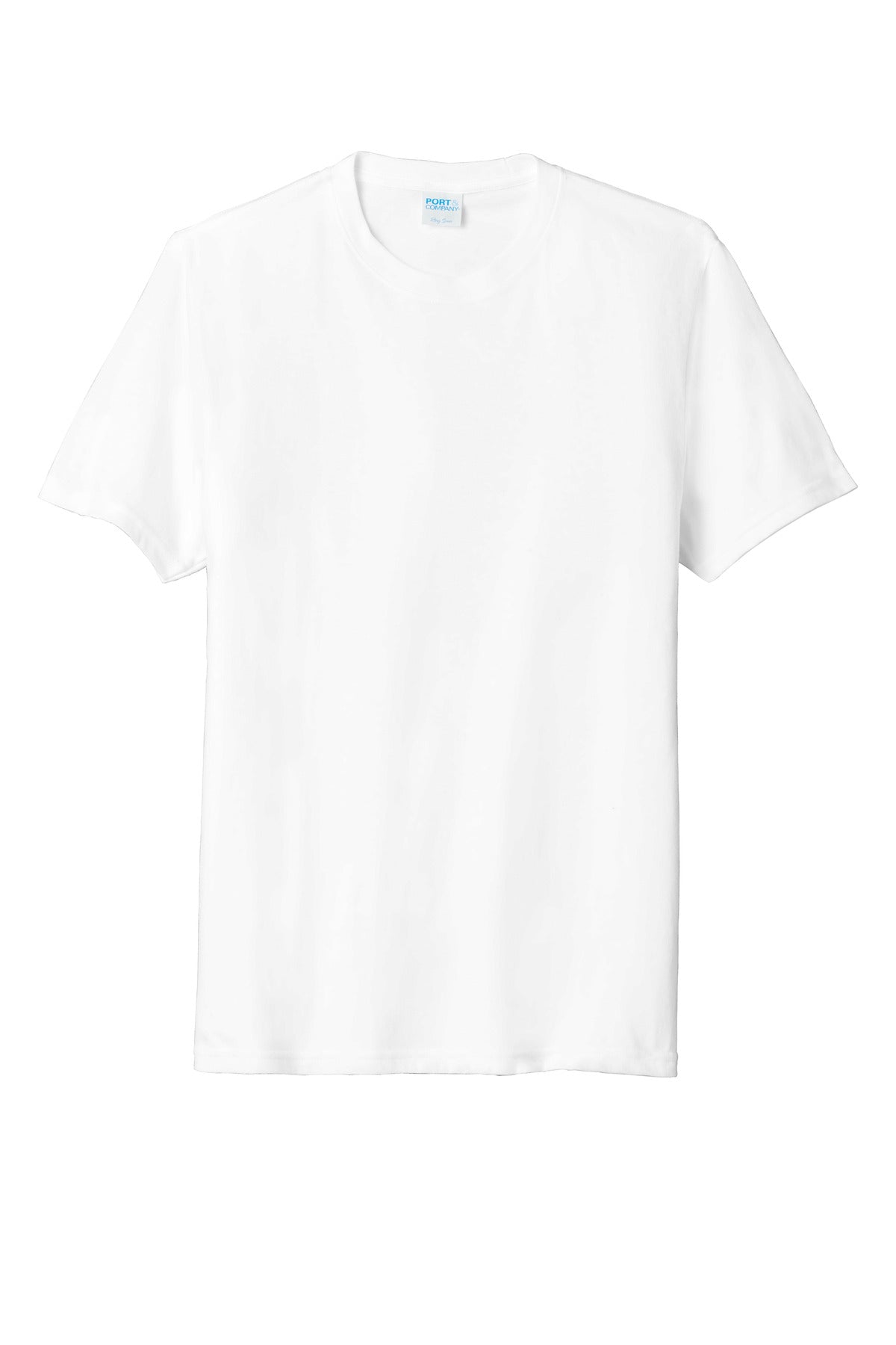 Front View of White Port & Company Fan Favorite Blend Tee. PC455