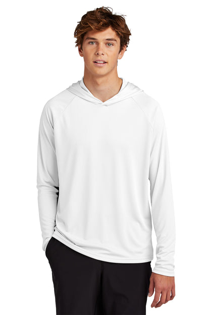 Front View of White Port & Company Performance Pullover Hooded Tee PC380H