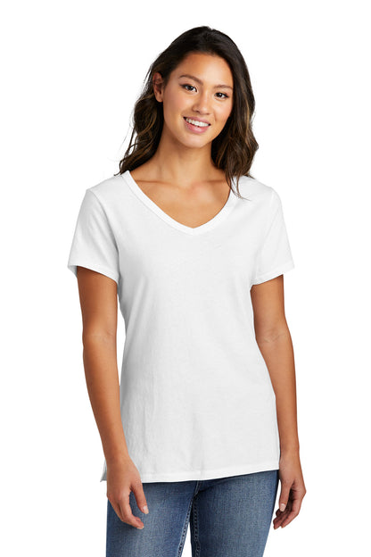 Front View of White Port & Company Women's Beach Wash Garment-Dyed V-Neck Tee LPC099V