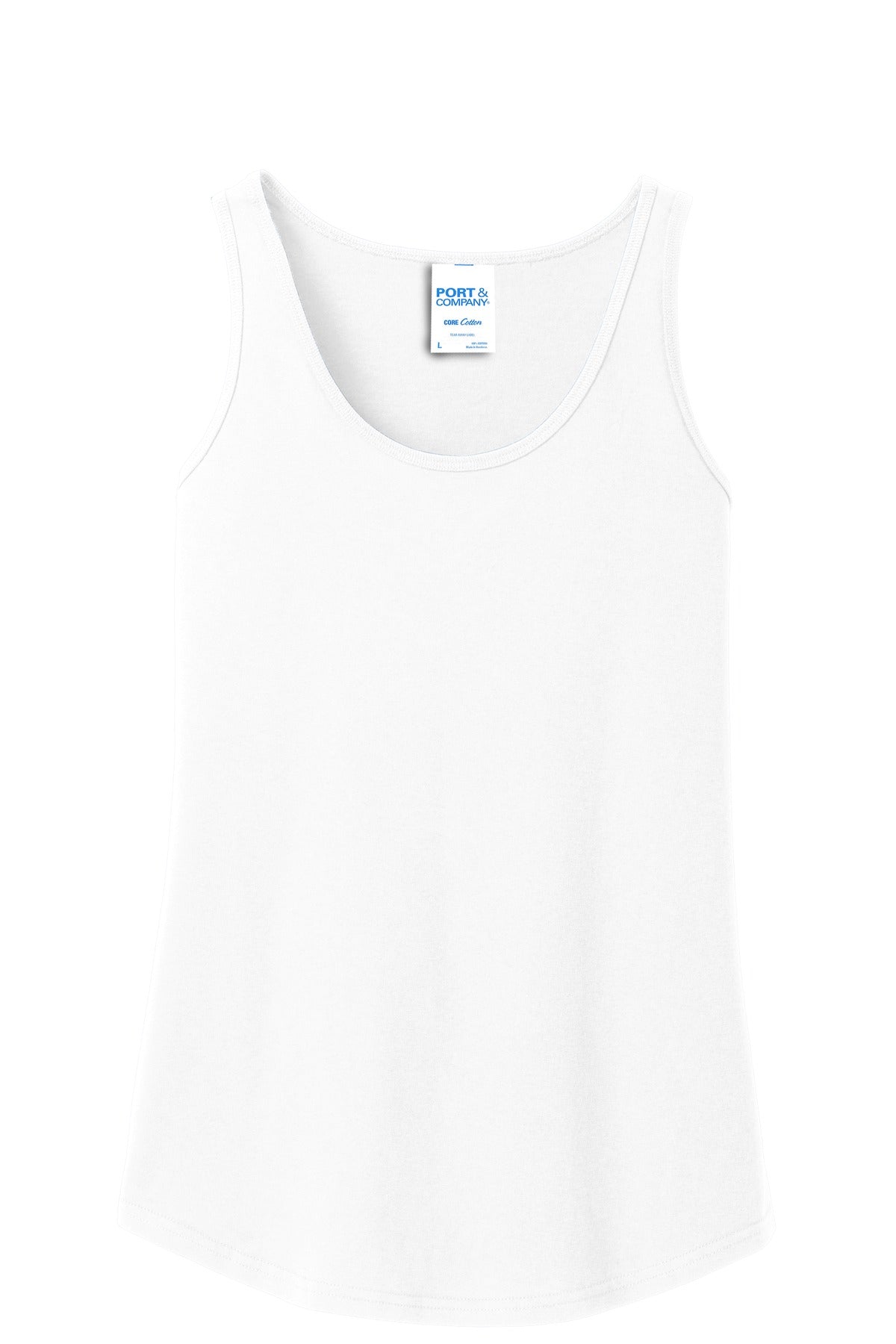 Front View of White Port & Company Women's Core Cotton Tank Top. LPC54TT