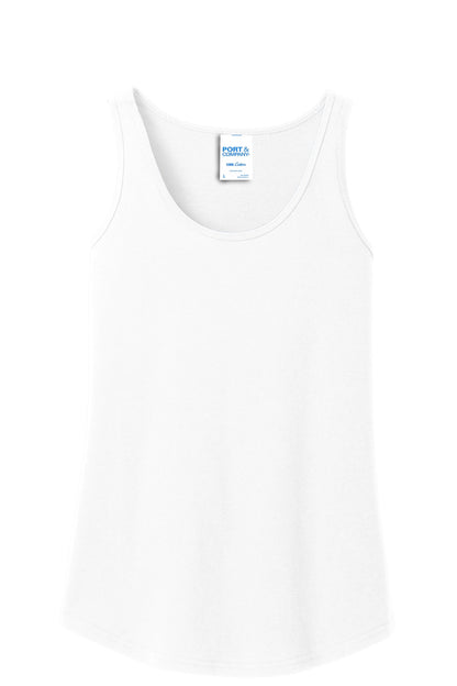 Front View of White Port & Company Women's Core Cotton Tank Top. LPC54TT
