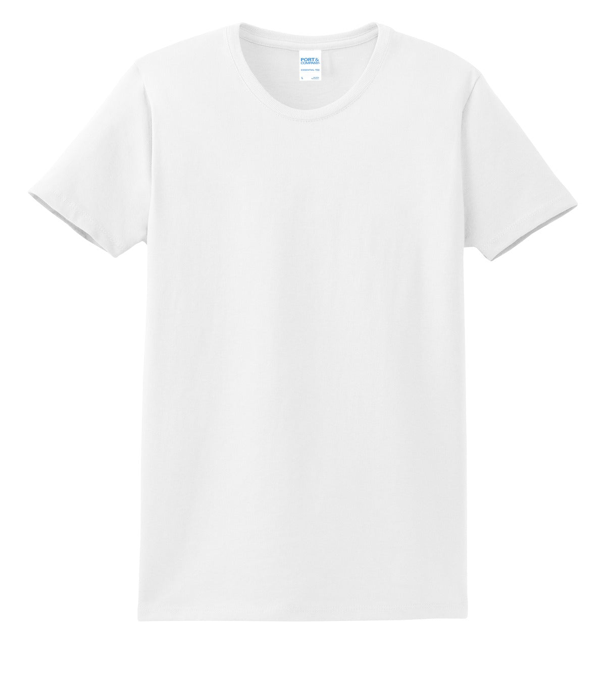 Front View of White Port & Company Women's Essential Tee. LPC61