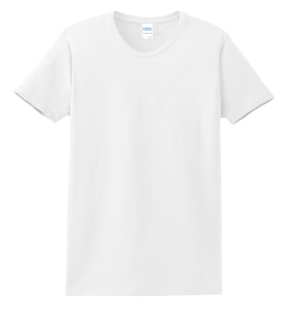 Front View of White Port & Company Women's Essential Tee. LPC61