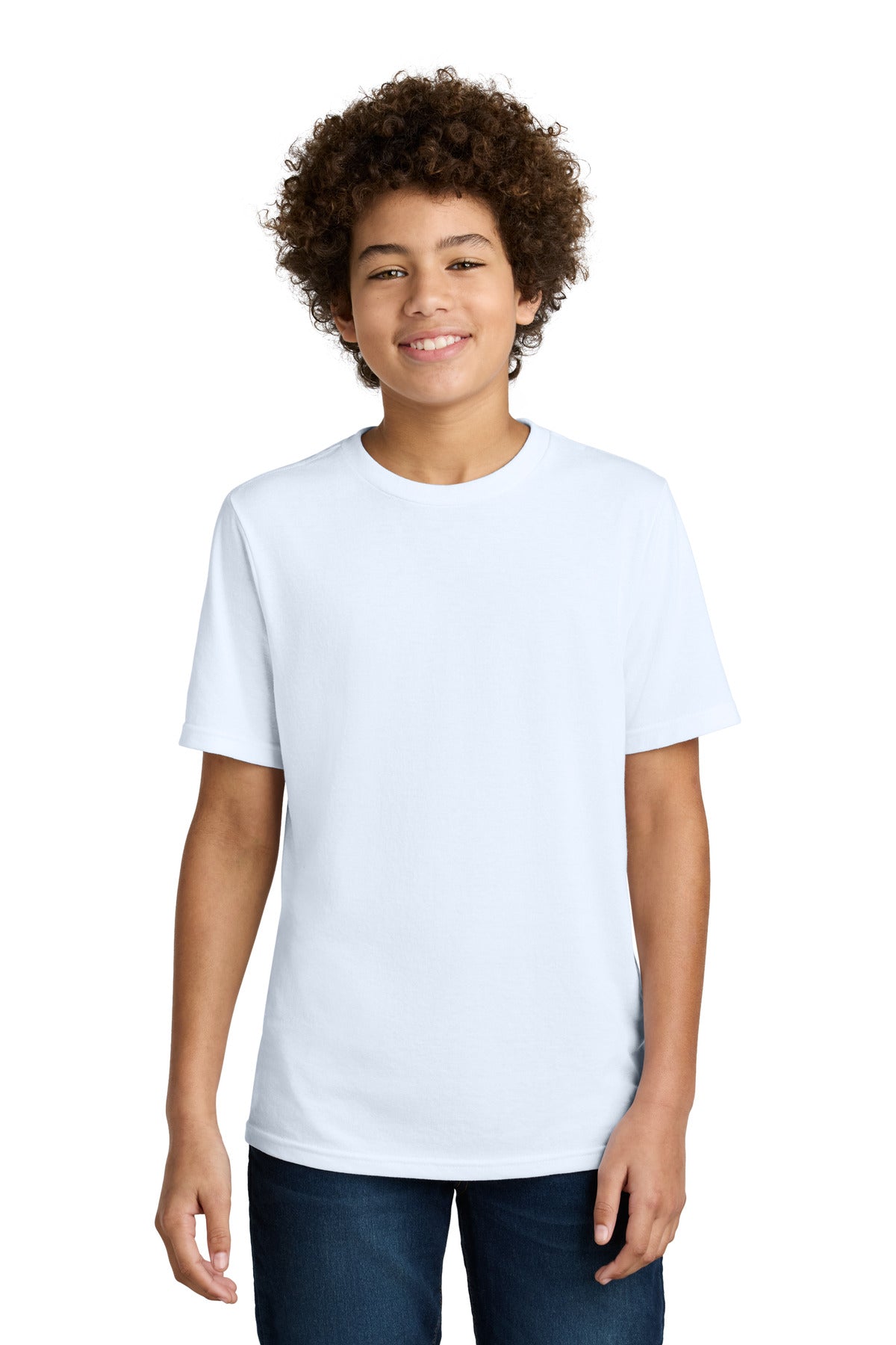 Front View of White Port & Company Youth CVC Tee PC340Y
