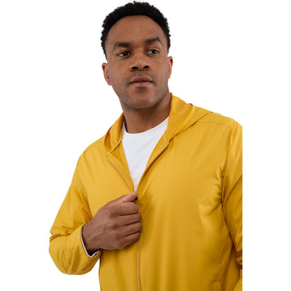 Front View of Yellow ANETO Lightweight Packable Jacket - Men's plain