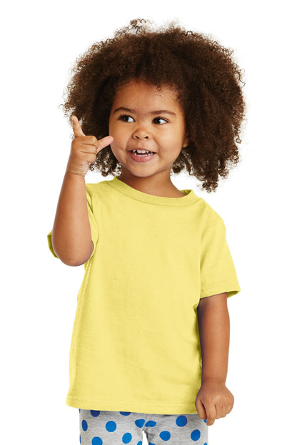 Front View of Yellow Port & Company Toddler Core Cotton Tee. CAR54T