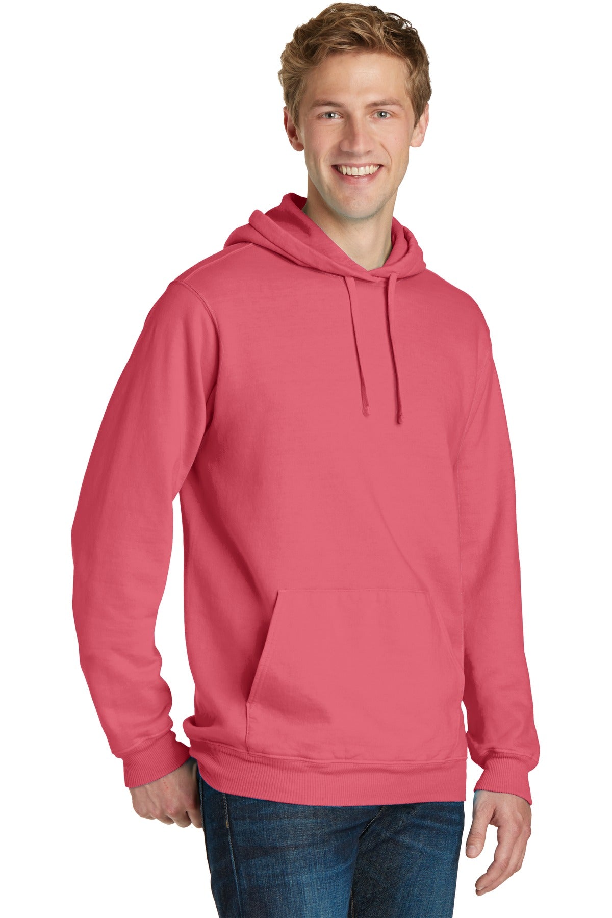 Fruit Punch Port & Company Beach Wash Garment-Dyed Pullover Hooded Sweatshirt. PC098H