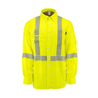 VDH5VSH3 5.7 oz Vented Type R Class 3 Segmented Tape DH Air Workshirt - Fluorescent Yellow - Size 2X