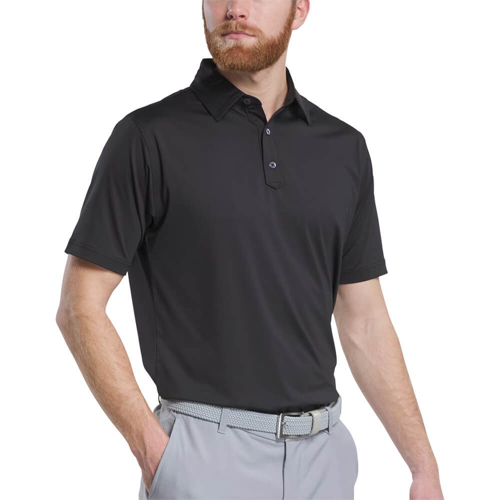 Black Footjoy Men Solid Lisle Set on Placket  - S