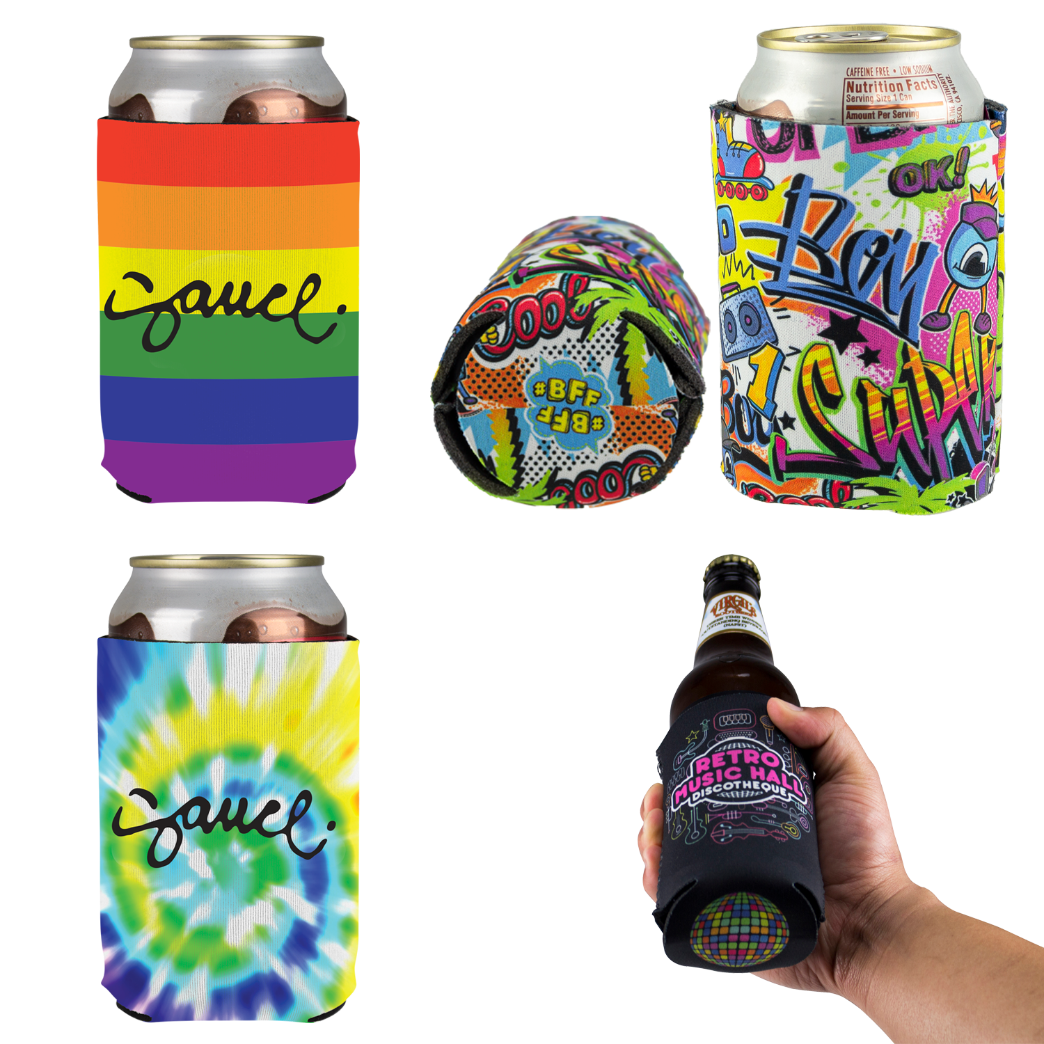 Rainbow Full Color Neoprene Can Holder