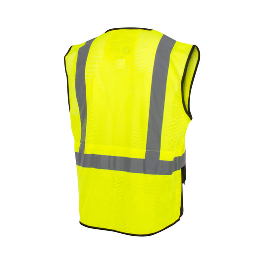 SV75B-2 Black Bottom Self-Extinguishing Surveyor Vest - Hi-Vis Green - Size 2X-3X