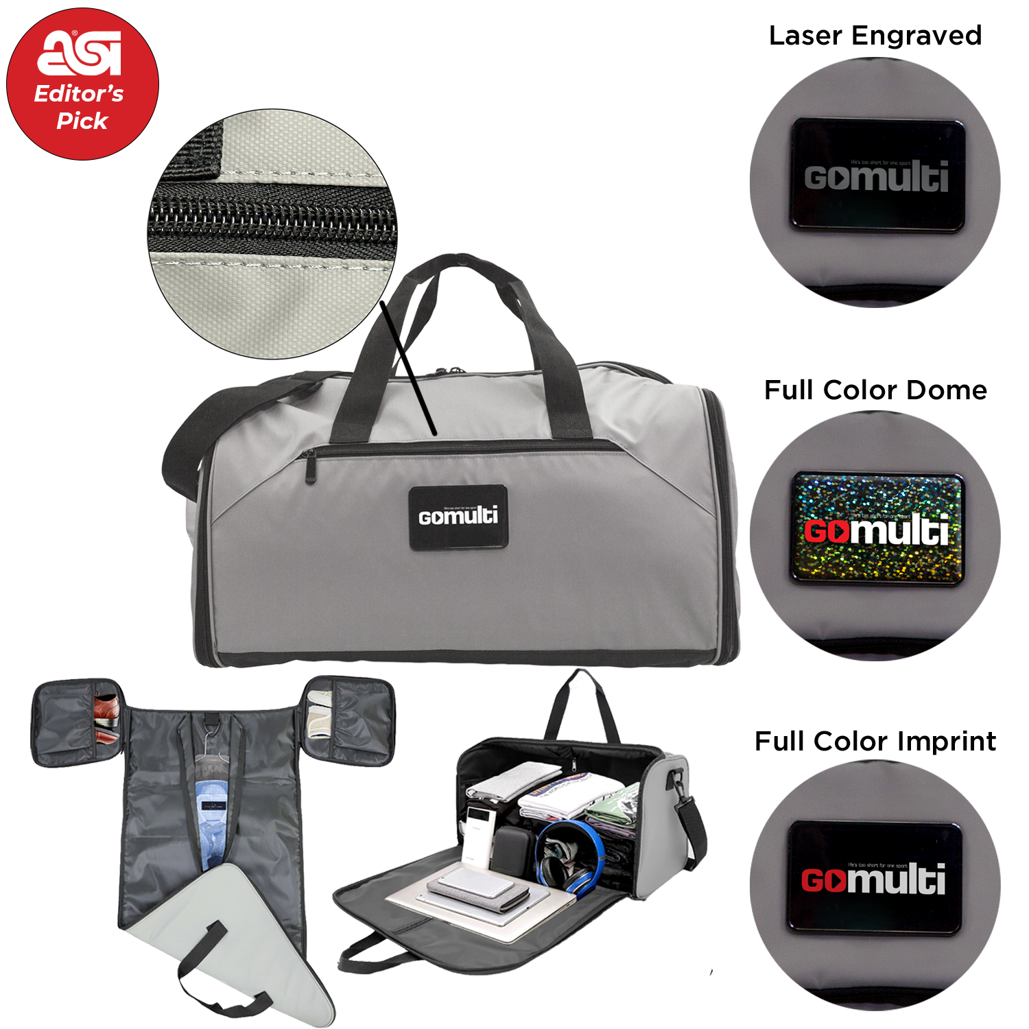 Grey Garment Duffle Bag