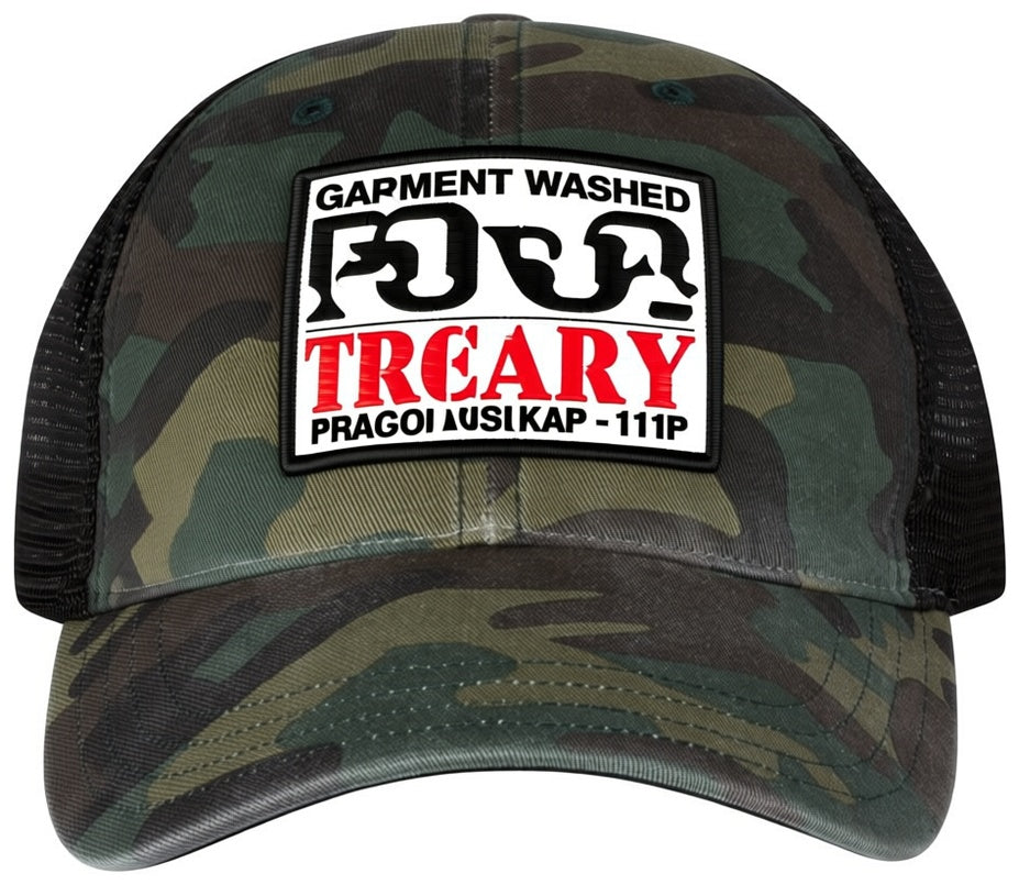 Garment Washed Printed Trucker Cap - 111P