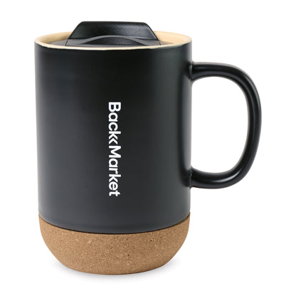 Black Valo Ceramic Lidded Mug - 14 Oz.