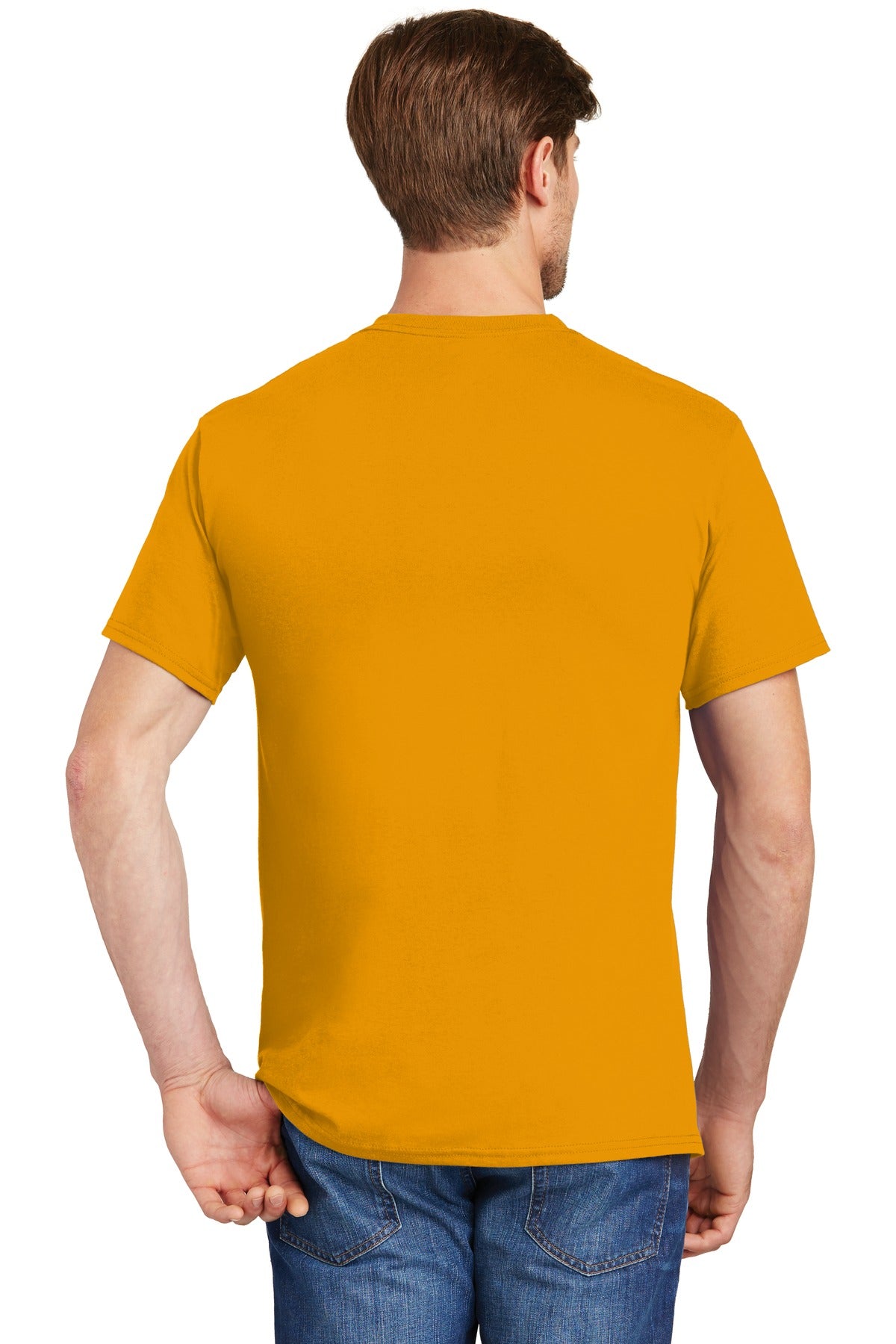 Gold Hanes - Authentic 100% Cotton T-Shirt with Pocket. 5590