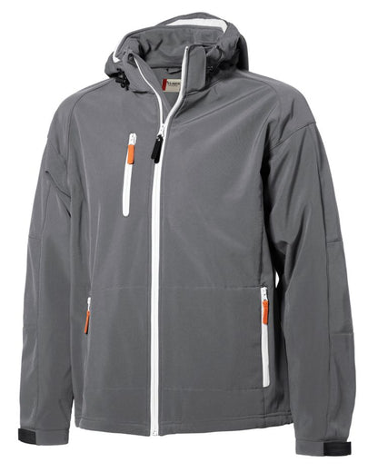 Grey Clique Serac Stretch Softshell Hooded Full Zip Mens Jacket  - S