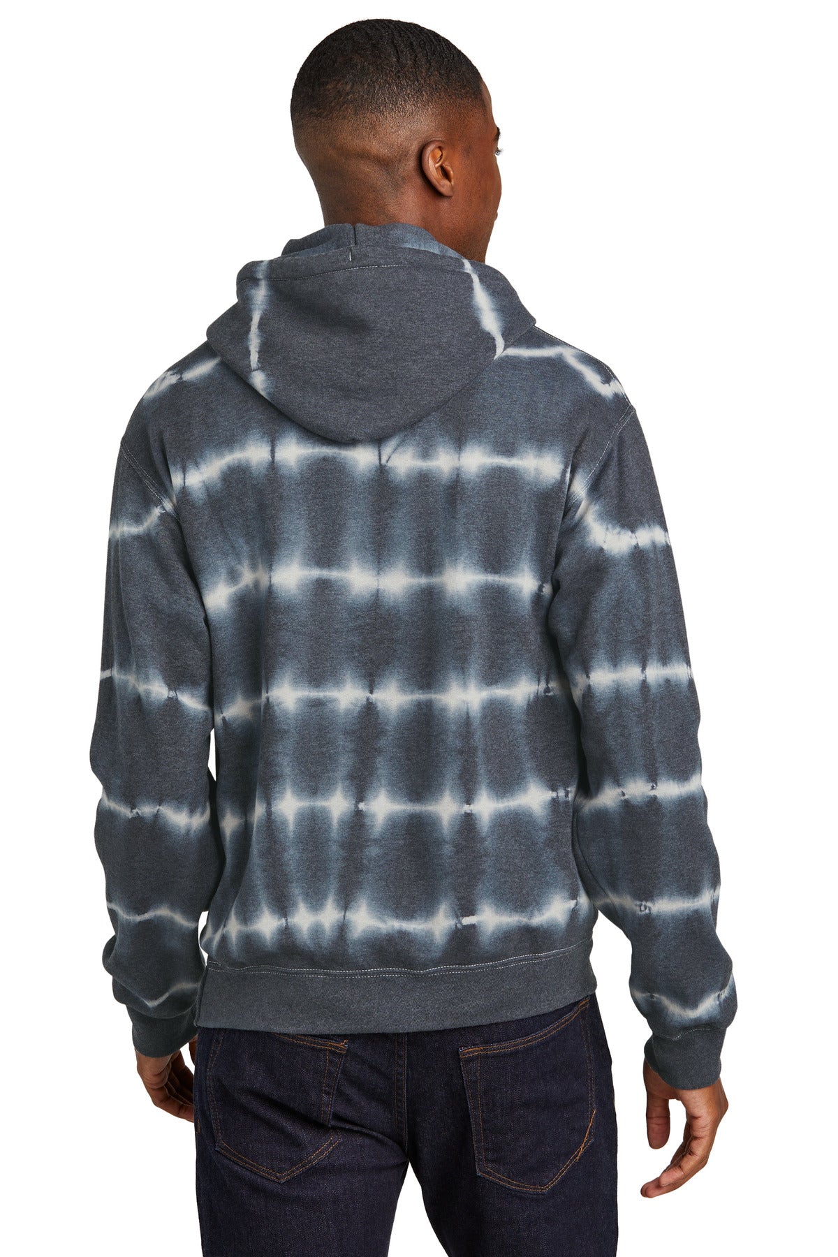 Grph/LtGry Port & Company Allover Stripe Tie-Dye Fleece PC143