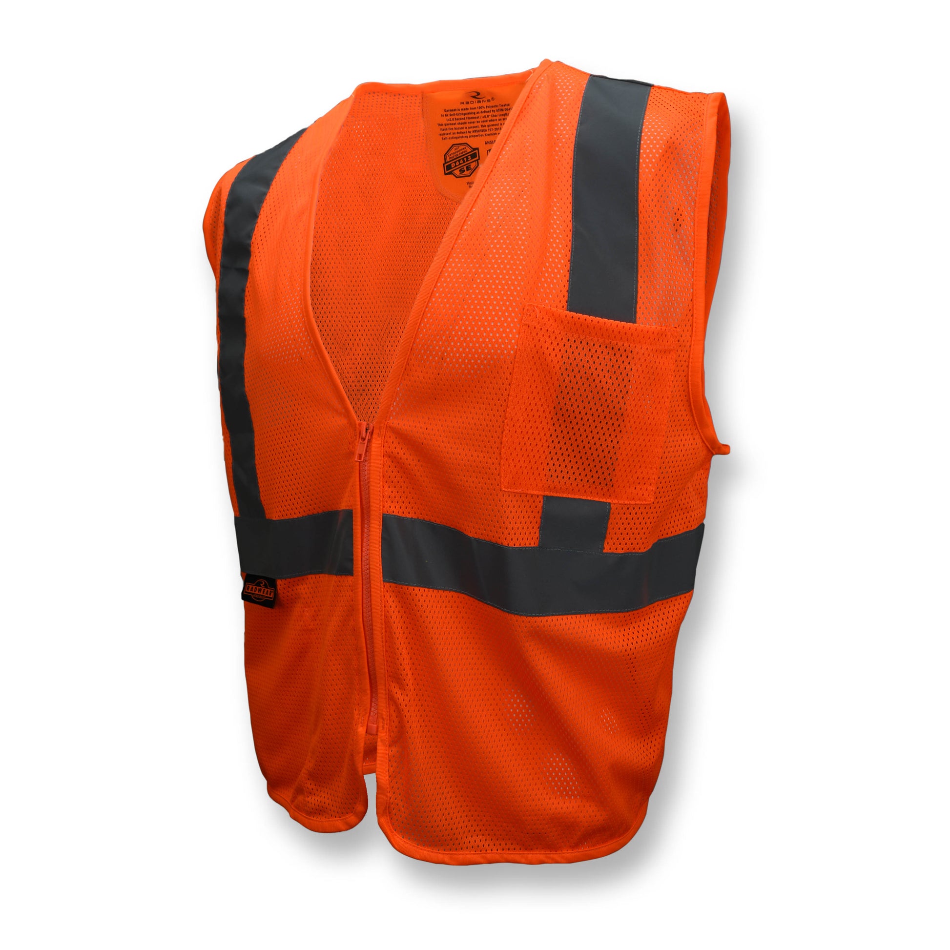 SV25 Economy Class 2 Self-Extinguishing Mesh Safety Vest with Zipper - Orange - Size XL