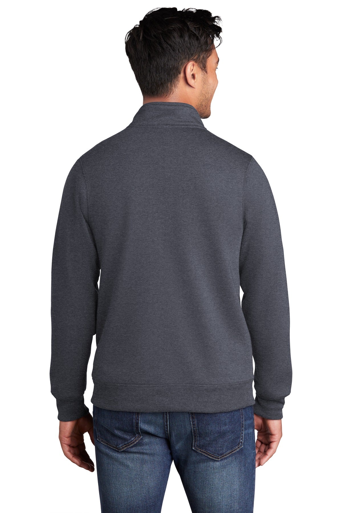 Heather Navy Port & Company Core Fleece Cadet Full-Zip Sweatshirt PC78FZ