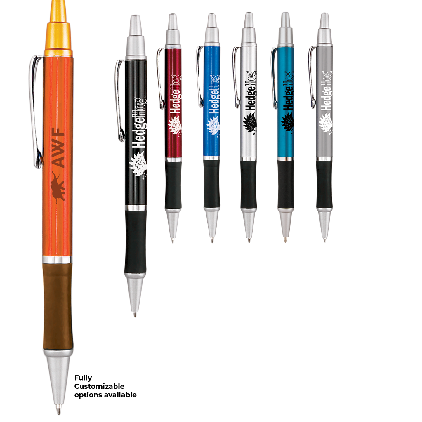 Black Hedgehog Metallic Gripper Pen