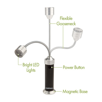 Black Cuisinart Outdoors® 2-Piece Magnetic LED Grill Lights