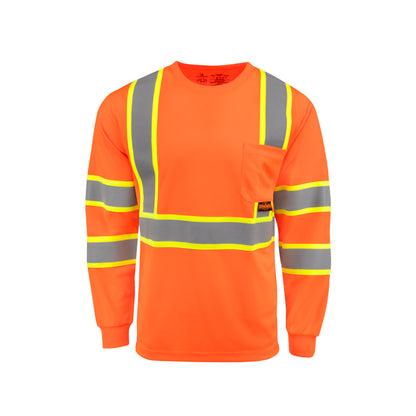 ST41-3 Class 3 Mesh Long Sleeve T-Shirt with Contrast Trim - Green - Size 2X