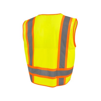 SV69-2 Two Tone Type R Class 2 Mesh/Solid Surveyor Vest with Plan/Tablet Pocket - Green - Size 2X