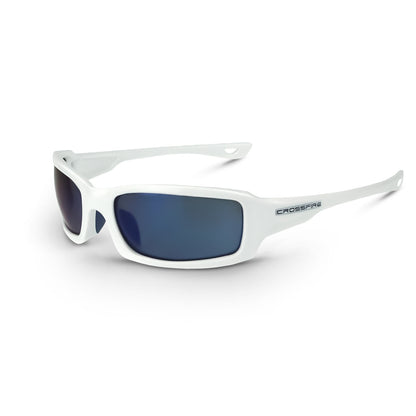 M6A Premium Safety Eyewear - White Frame - Blue Mirror Lens