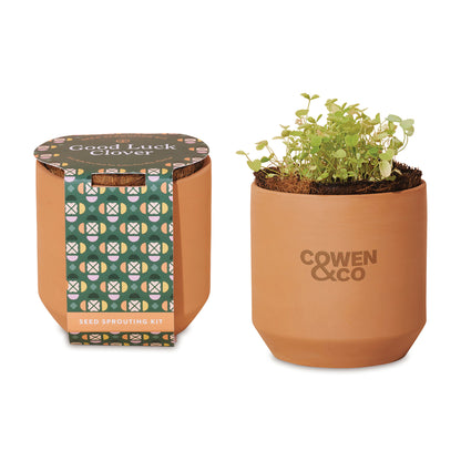Terracotta Modern Sprout® Tiny Terracotta Grow Kit Good Luck Clover