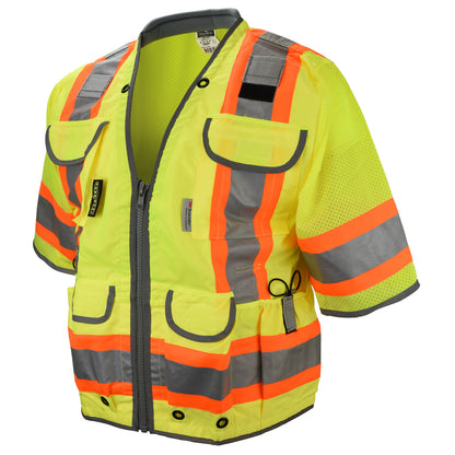 SV55-3 Class 3 Heavy Woven Two Tone Mesh Engineer Vest - Green - Size XL