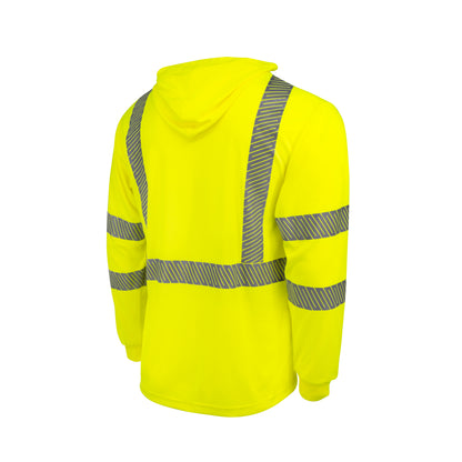 ST61-3 Hooded Type R Class 3 Mesh Long Sleeve T-Shirt - Green - Size 2X