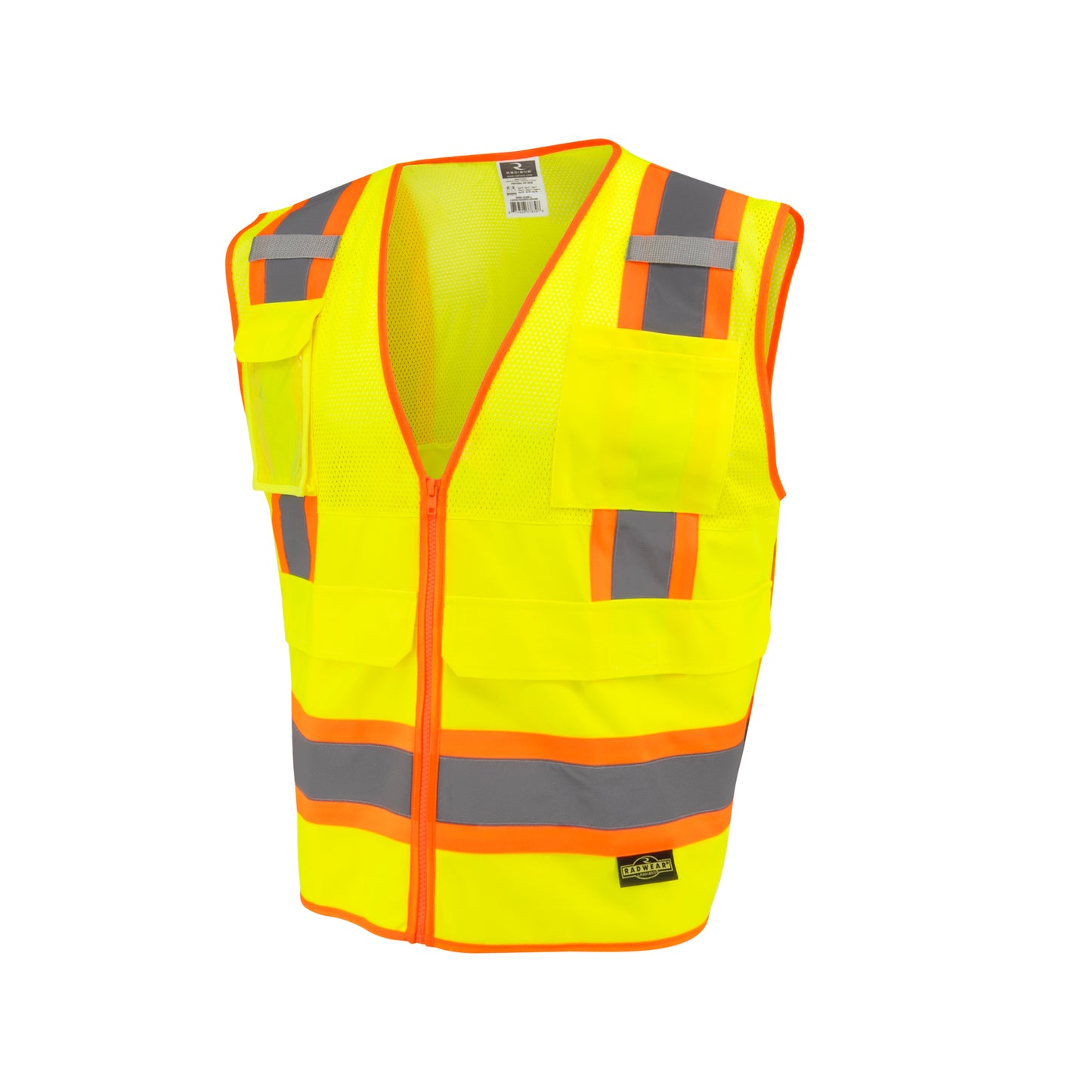 SV69-2 Two Tone Type R Class 2 Mesh/Solid Surveyor Vest with Plan/Tablet Pocket - Green - Size XL