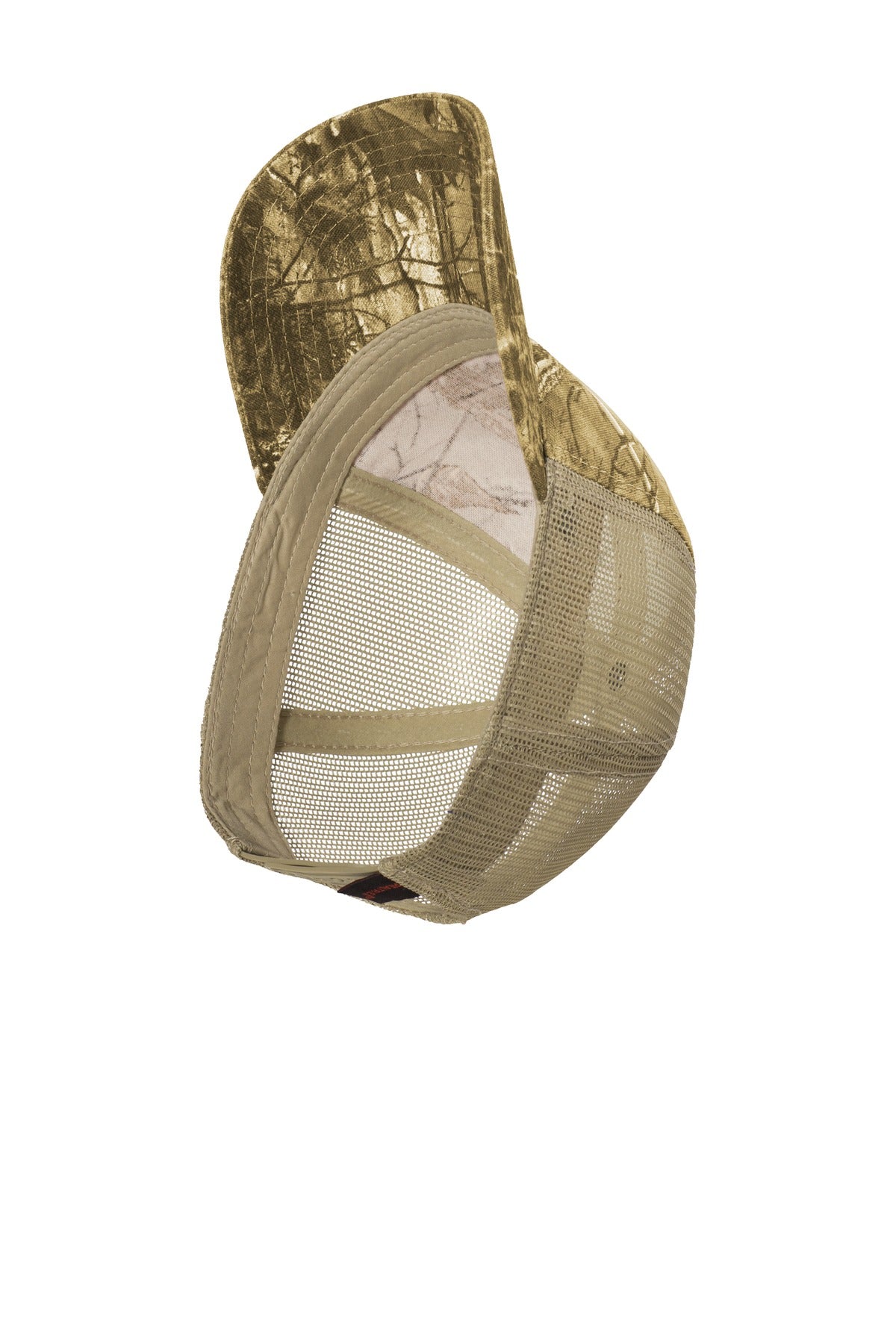 Inside View of RT Extra/Tan Port Authority Unstructured Camouflage Mesh Back Cap. C929