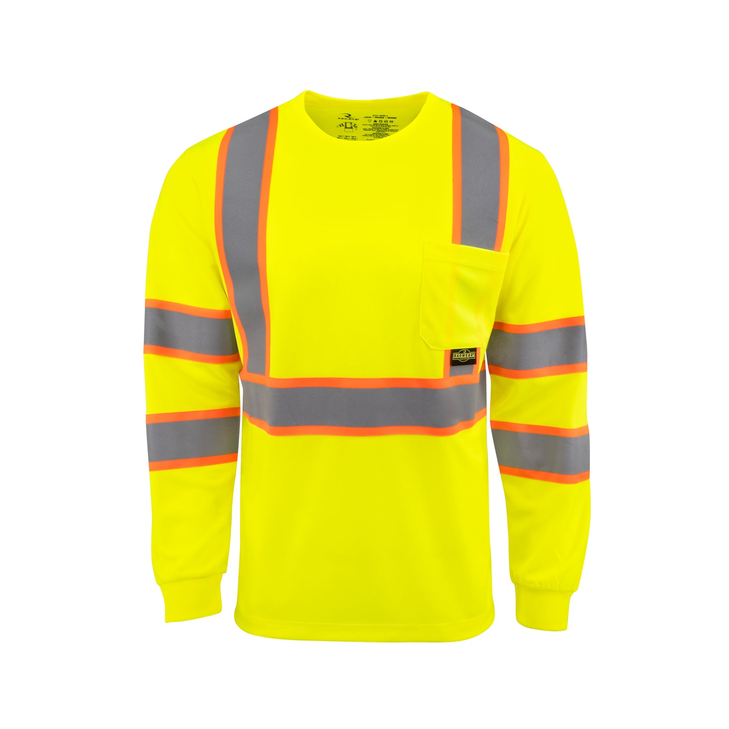 ST41-3 Class 3 Mesh Long Sleeve T-Shirt with Contrast Trim - Green - Size 2X