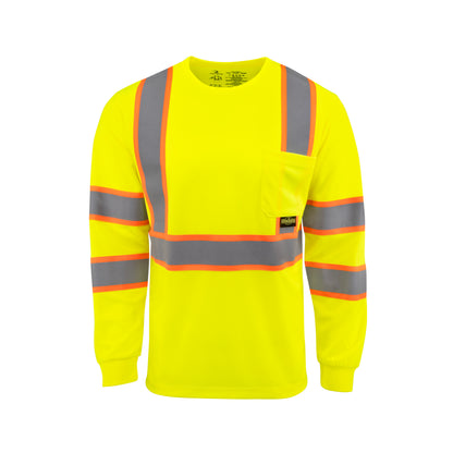 ST41-3 Class 3 Mesh Long Sleeve T-Shirt with Contrast Trim - Green - Size 2X