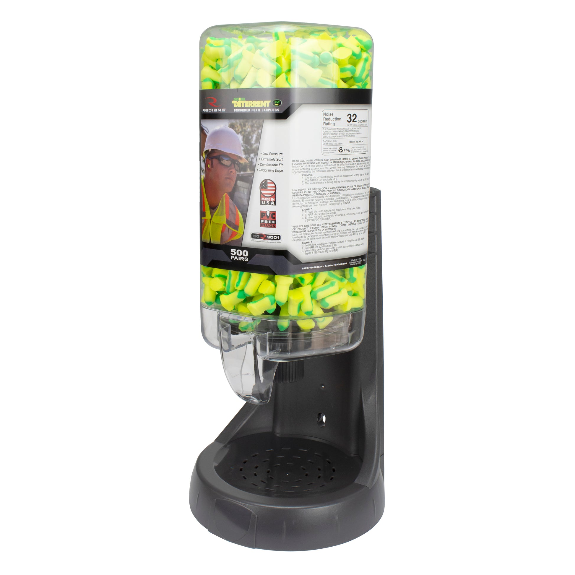 Refillable Dispenser with Deterrent® FP34 Plugs - 500 Pair