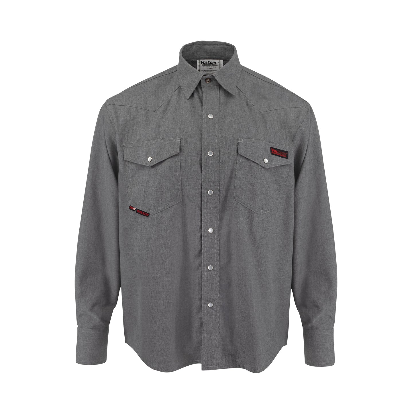 FRS-004 VolCore® CAT 2 Vented Pearl Snap FR Shirt - Gray - Size 2X