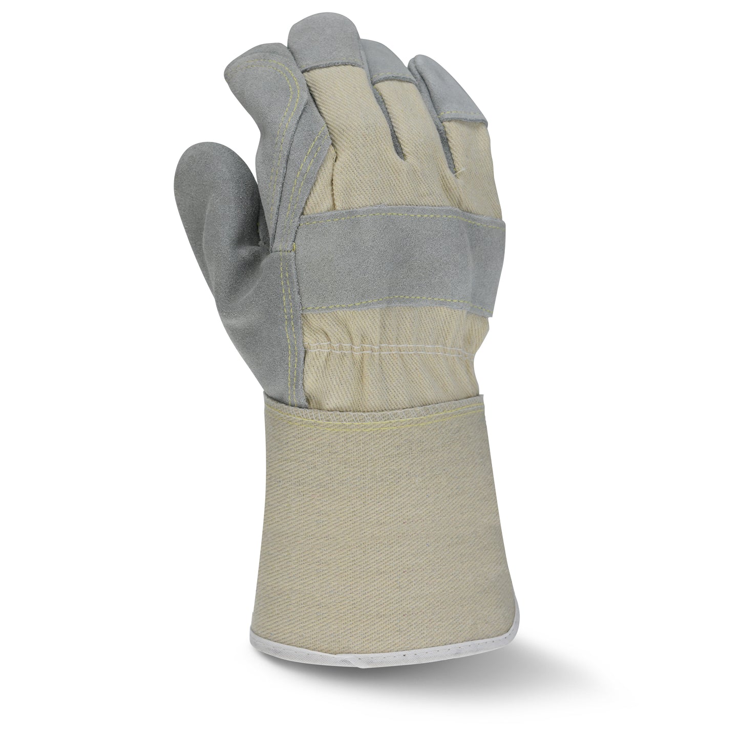 RWG3400W Side Split Gray Cowhide Leather Double Palm Glove with Gauntlet Cuff - Size L