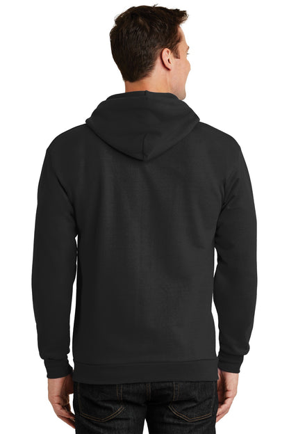 Jet Black Port & Company Essential Fleece Full-Zip Hooded Sweatshirt. PC90ZH