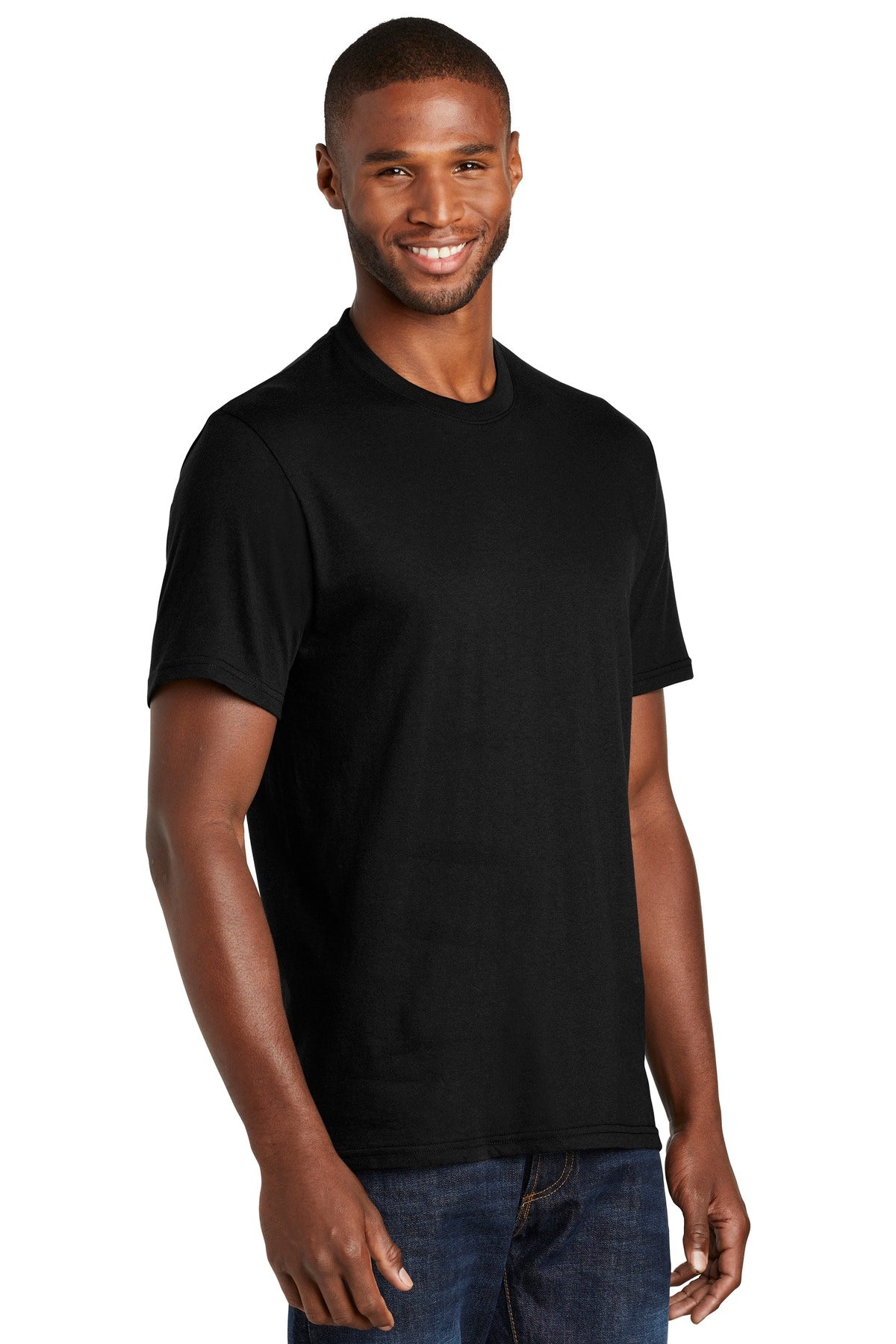 Jet Black Port & Company Fan Favorite Blend Tee. PC455