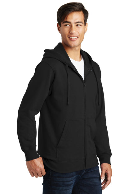Jet Black Port & Company Fan Favorite Fleece Full-Zip Hooded Sweatshirt. PC850ZH