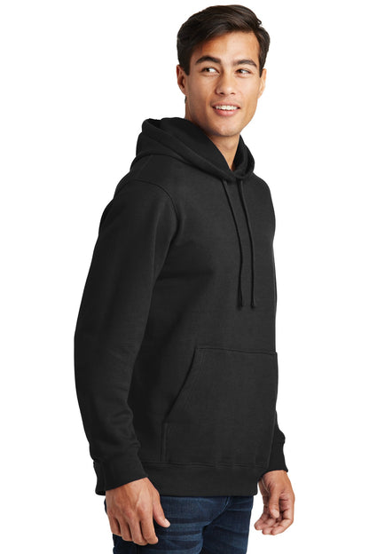 Jet Black Port & Company Fan Favorite Fleece Pullover Hooded Sweatshirt. PC850H